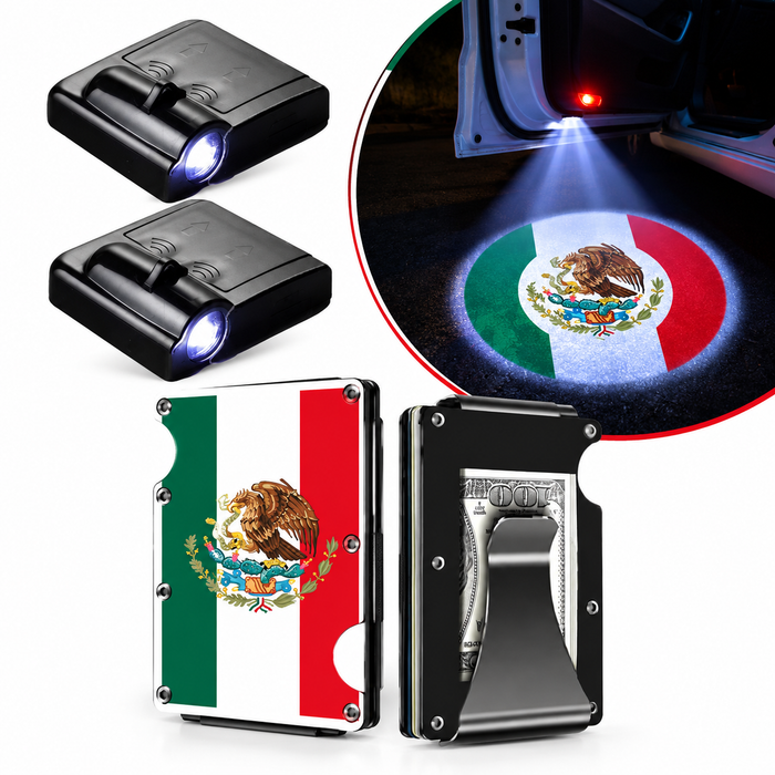 Mexico Car Door LED Projector Lights (Set of 2) Wireless + FREE Mexico Wallet