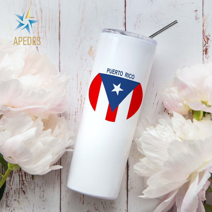 Puerto Rico Flag Stainless Steel Skinny Tumbler 20 OZ