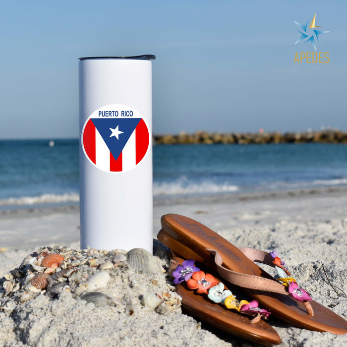 Puerto Rico Flag Stainless Steel Skinny Tumbler 20 OZ