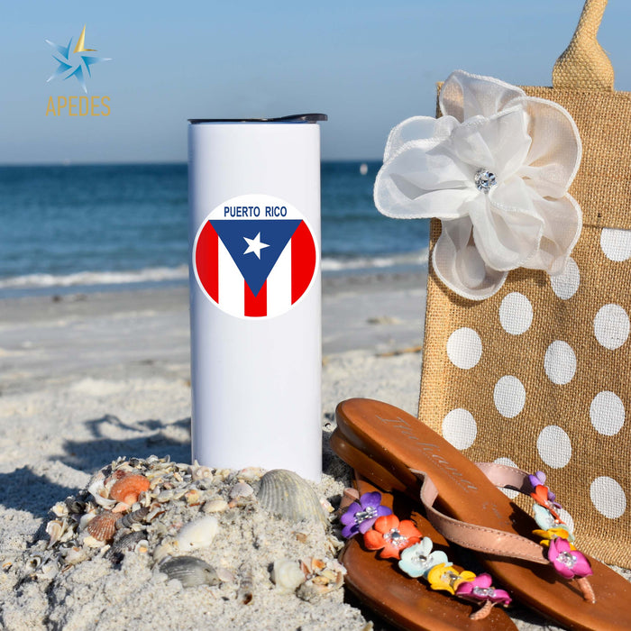 Puerto Rico Flag Stainless Steel Skinny Tumbler 20 OZ