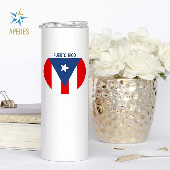 Puerto Rico Flag Stainless Steel Skinny Tumbler 20 OZ