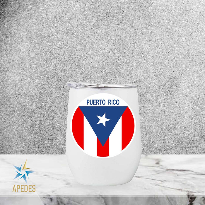 Puerto Rico Flag Stainless Steel Stemless Wine Cup 12 OZ