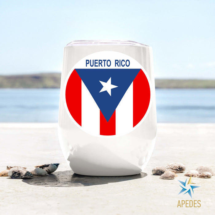 Puerto Rico Flag Stainless Steel Stemless Wine Cup 12 OZ