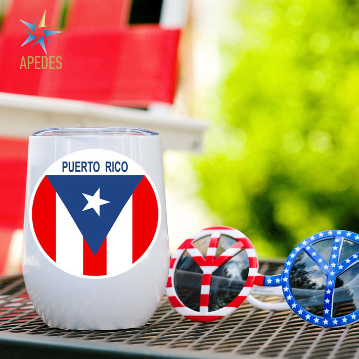 Puerto Rico Flag Stainless Steel Stemless Wine Cup 12 OZ