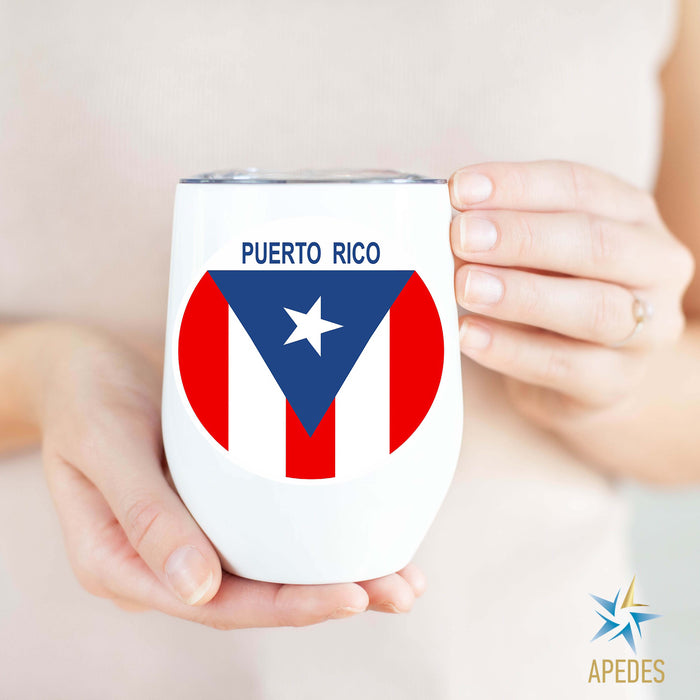 Puerto Rico Flag Stainless Steel Stemless Wine Cup 12 OZ