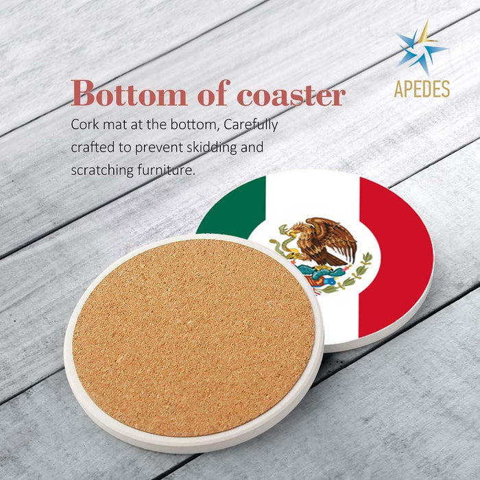 Mexico Absorbent Ceramic Coasters for Drinks with Holder (Set of 8)