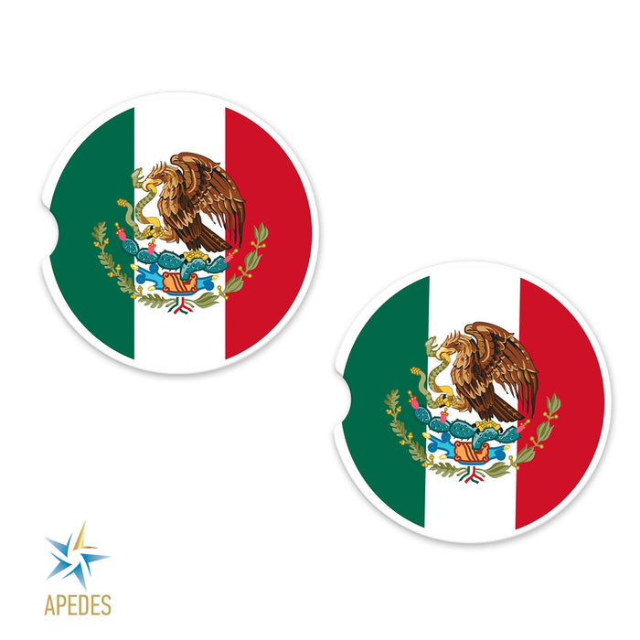 Mexico Car Cup Holder Coaster (Set of 2) — Apedes Flags And Banners