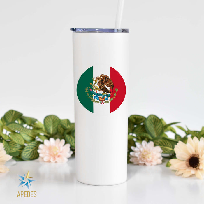 Mexico Flag Stainless Steel Skinny Tumbler 20 OZ