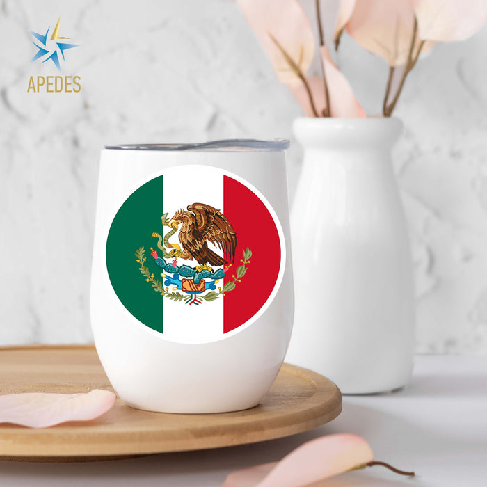 Mexico Flag Stainless Steel Stemless Wine Cup 12 OZ