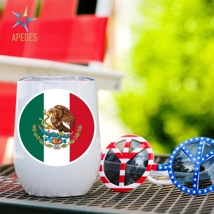 Mexico Flag Stainless Steel Stemless Wine Cup 12 OZ