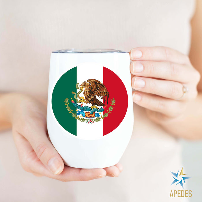 Mexico Flag Stainless Steel Stemless Wine Cup 12 OZ