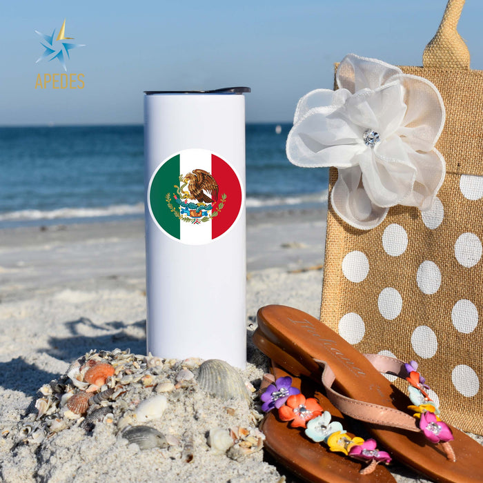 Mexico Flag Stainless Steel Skinny Tumbler 20 OZ