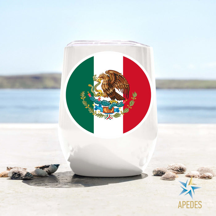 Mexico Flag Stainless Steel Stemless Wine Cup 12 OZ