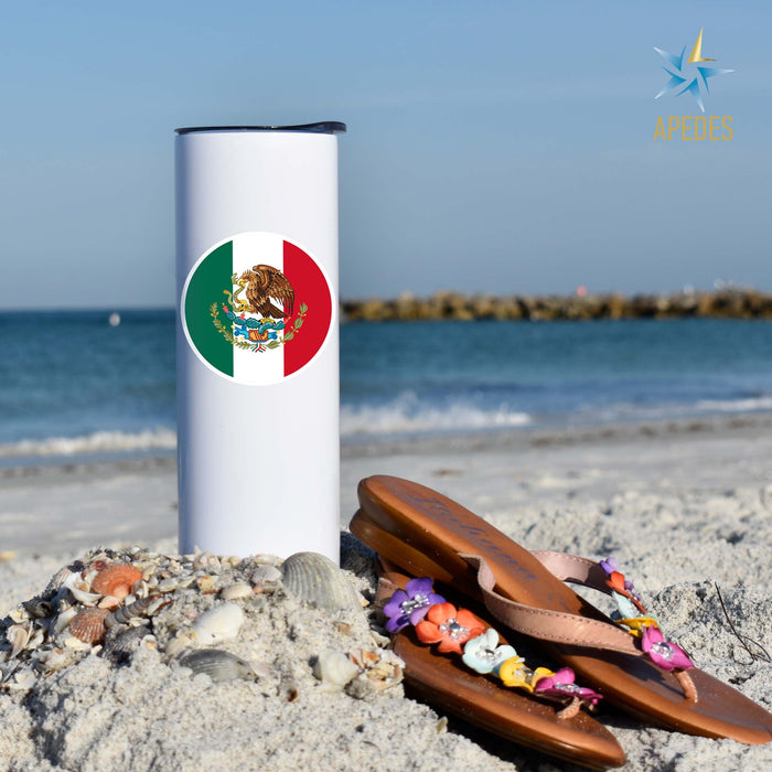 Mexico Flag Stainless Steel Skinny Tumbler 20 OZ