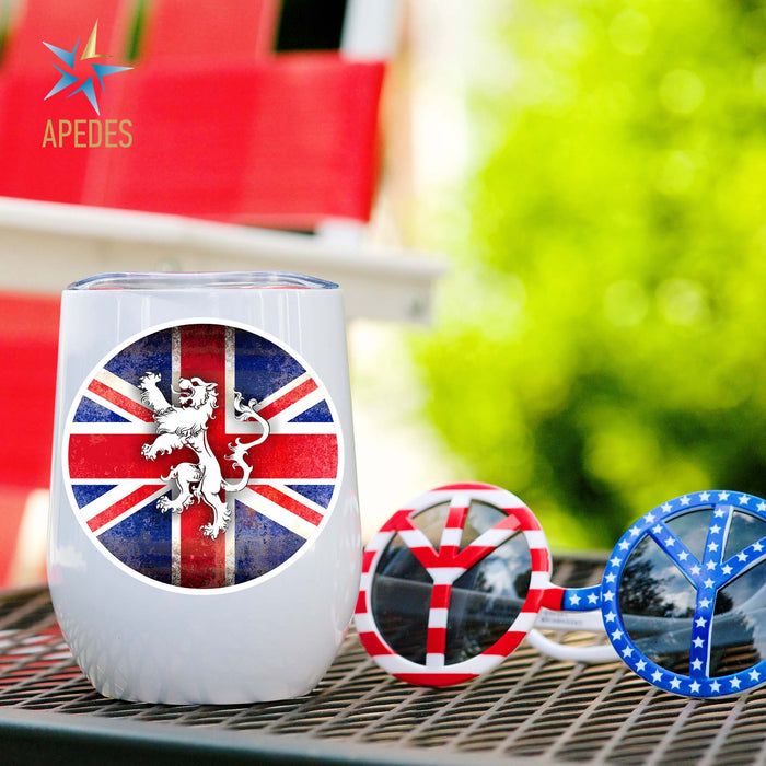 United Kingdom of Great Britain Flag Stainless Steel Stemless Wine Cup 12 OZ