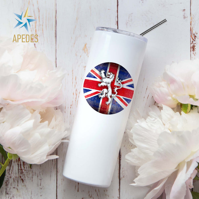 United Kingdom of Great Britain Flag Stainless Steel Skinny Tumbler 20 OZ