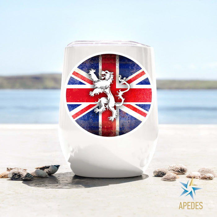 United Kingdom of Great Britain Flag Stainless Steel Stemless Wine Cup 12 OZ