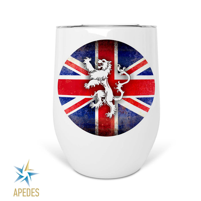 United Kingdom of Great Britain Flag Stainless Steel Stemless Wine Cup 12 OZ