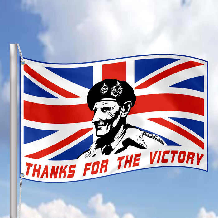 Montgomery Military British Australian World War II Thanks For The Victory Flag Banner