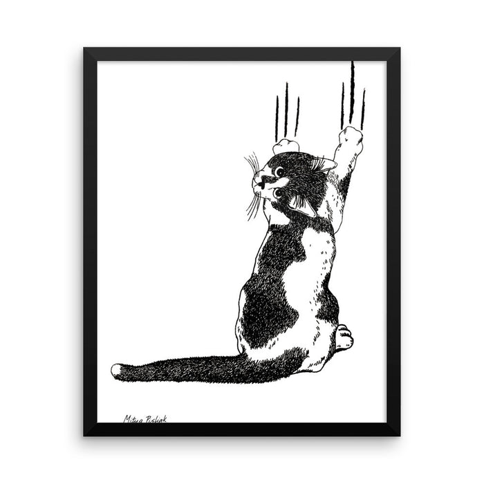 Black & White Cat (by Mitya Pisliak) Framed poster