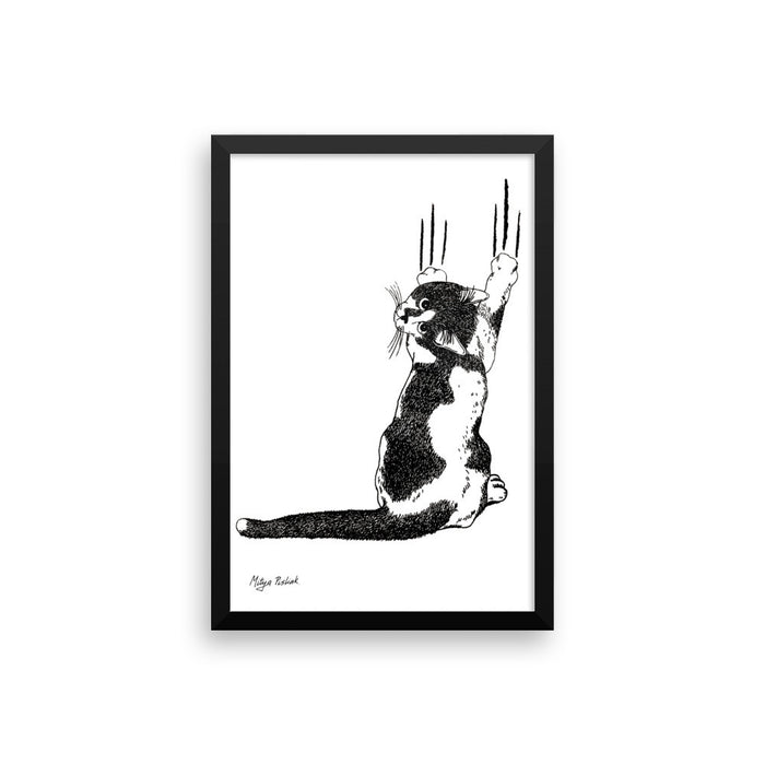 Black & White Cat (by Mitya Pisliak) Framed poster