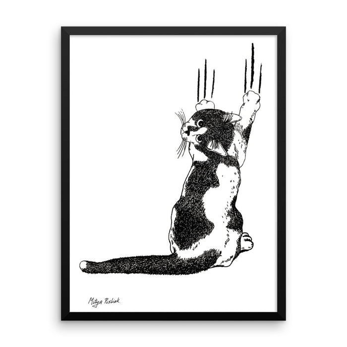 Black & White Cat (by Mitya Pisliak) Framed poster