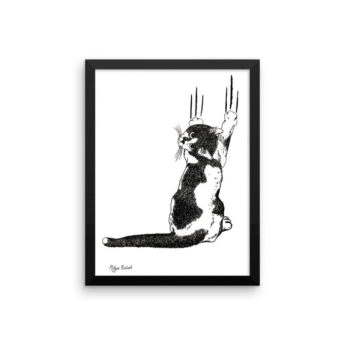 Black & White Cat (by Mitya Pisliak) Framed poster