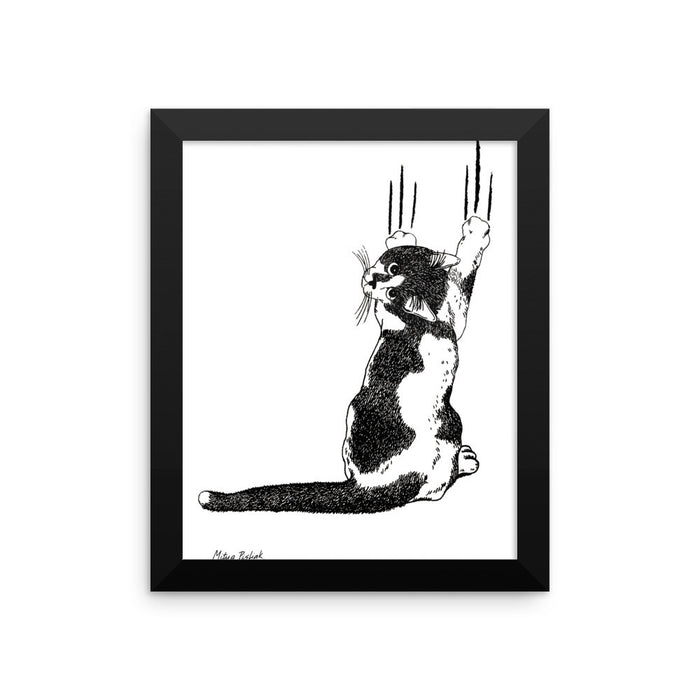 Black & White Cat (by Mitya Pisliak) Framed poster