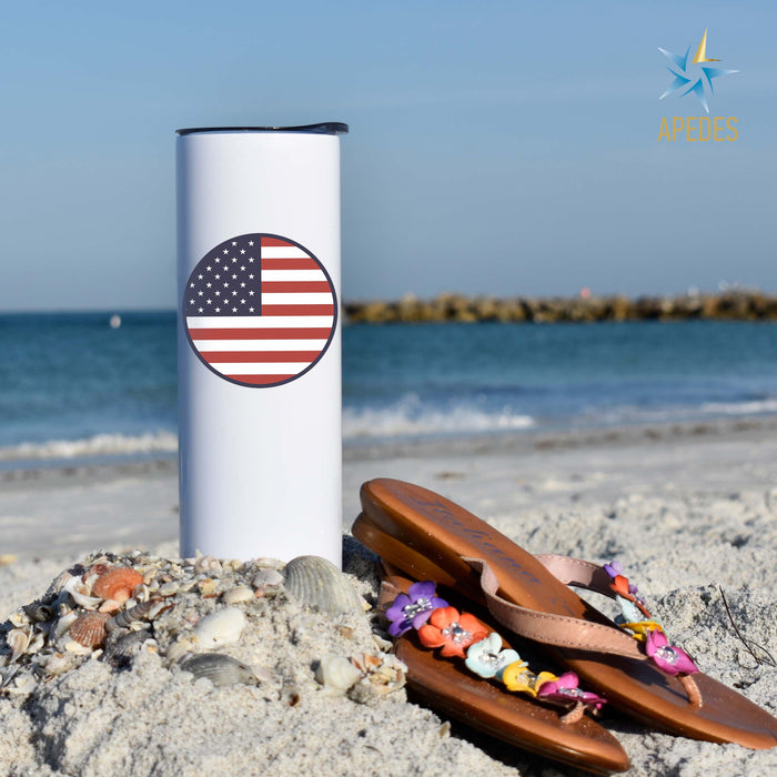 United States of America USA Flag Stainless Steel Skinny Tumbler 20 OZ