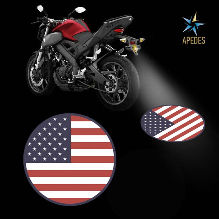 USA Flag United States of America Motorcycle Bike Car LED Projector Light Waterproof