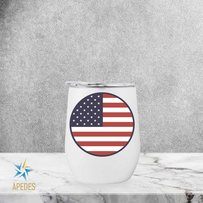United States of America USA Flag Stainless Steel Stemless Wine Cup 12 OZ