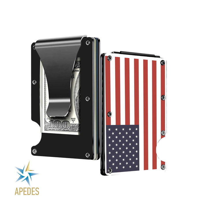 USA Flag Aluminium/Stainless Steel Money Clip \ Wallet \ Credit Card Holder - Apedes Flags And Banners