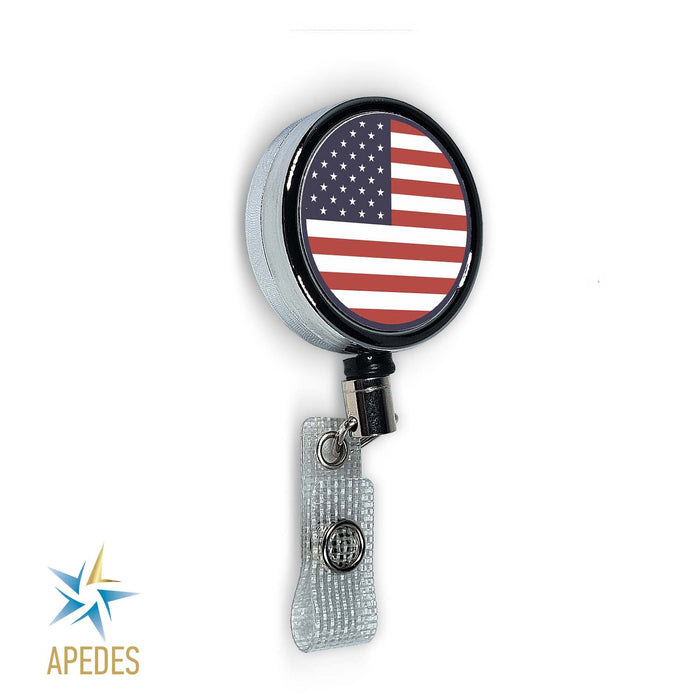 USA United States of America Flag Badge Reel Holder