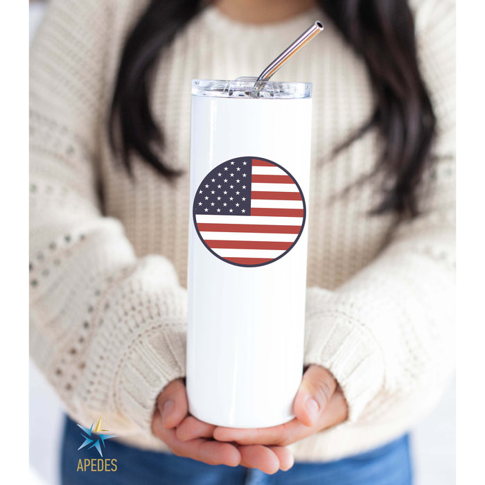 United States of America USA Flag Stainless Steel Skinny Tumbler 20 OZ