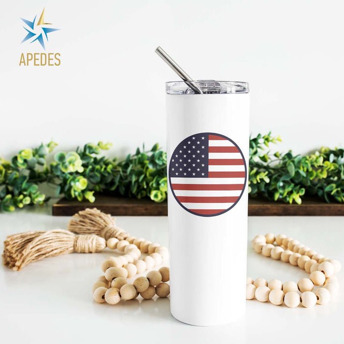 United States of America USA Flag Stainless Steel Skinny Tumbler 20 OZ