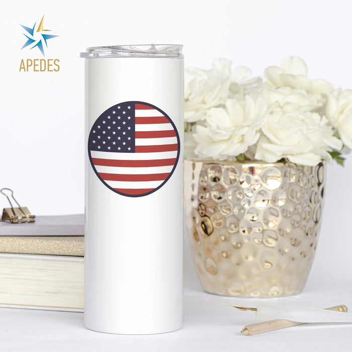 United States of America USA Flag Stainless Steel Skinny Tumbler 20 OZ