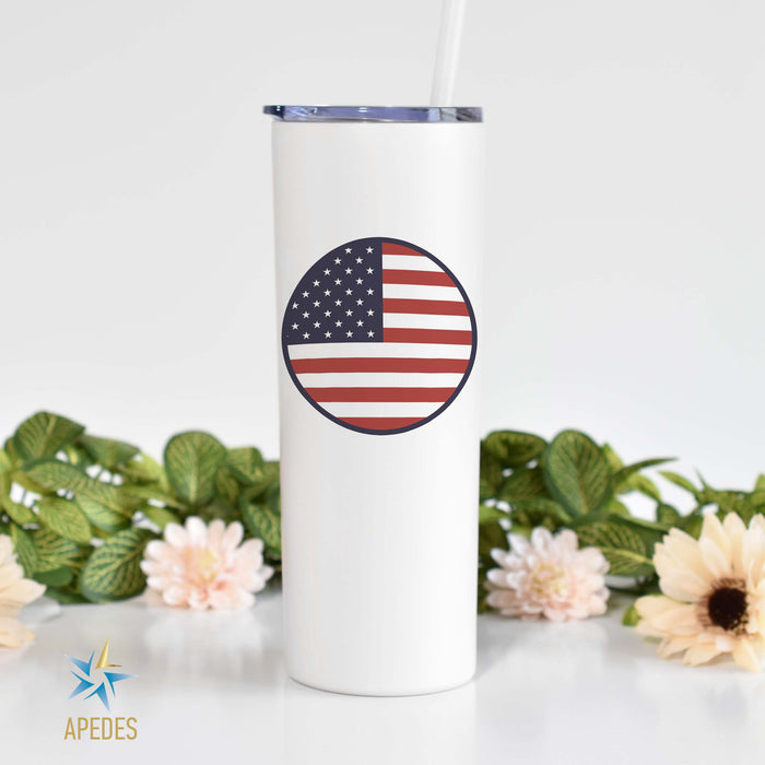 United States of America USA Flag Stainless Steel Skinny Tumbler 20 OZ