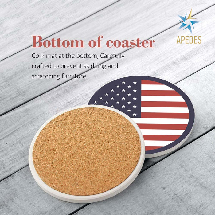 USA Flag United States of America Absorbent Ceramic Coasters for Drinks with Holder (Set of 8)