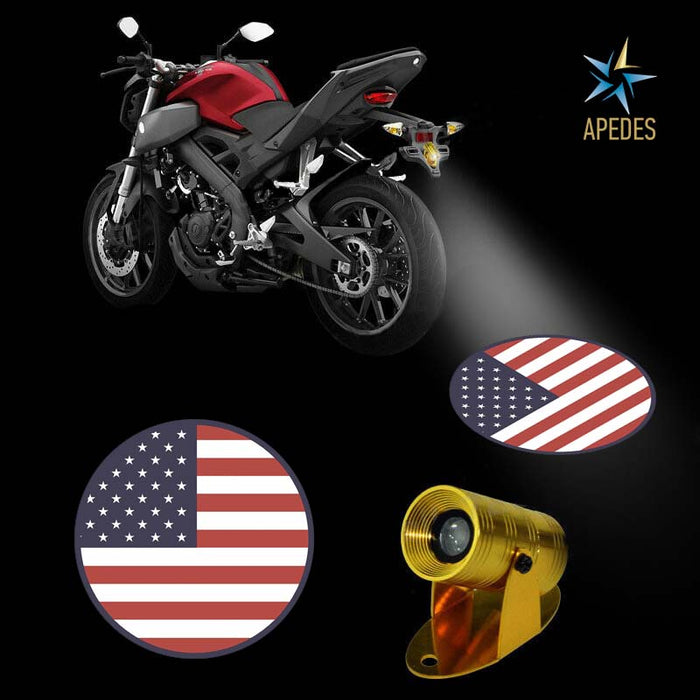 USA Flag United States of America Motorcycle Bike Car LED Projector Light Waterproof