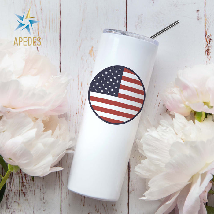 United States of America USA Flag Stainless Steel Skinny Tumbler 20 OZ