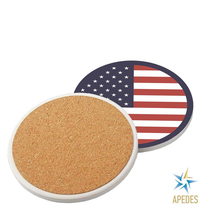 USA Flag United States of America Absorbent Ceramic Coasters for Drinks with Holder (Set of 8)