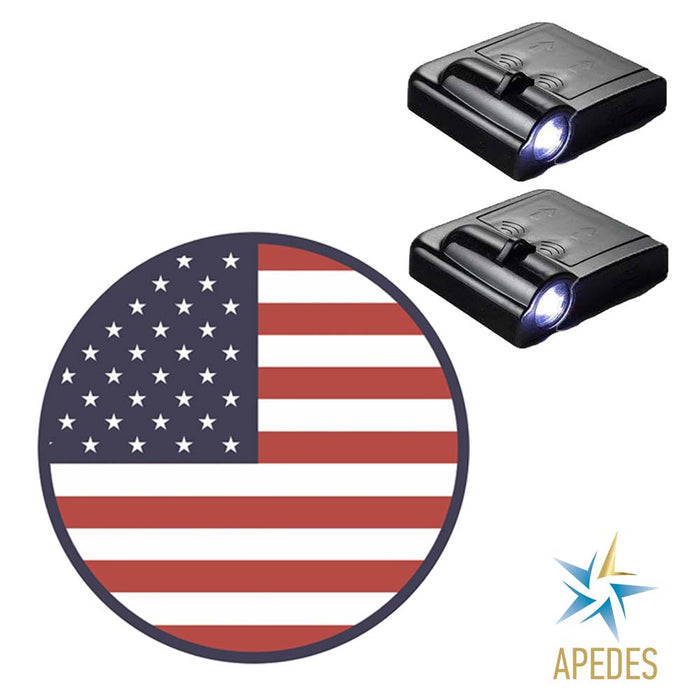 USA Flag United States of America Car Door LED Projector Light (Set of 2) Wireless
