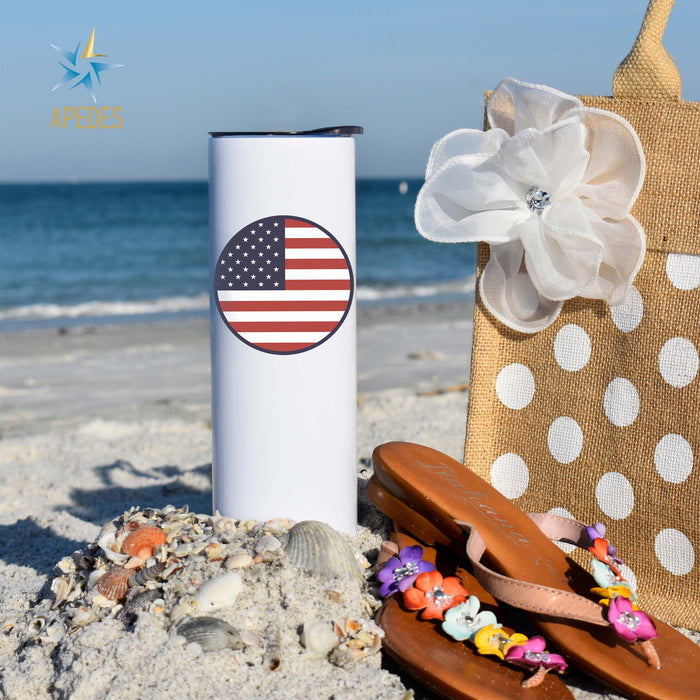 United States of America USA Flag Stainless Steel Skinny Tumbler 20 OZ