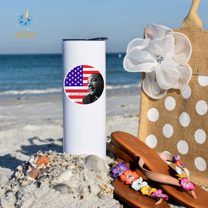 Martin Luther King Jr USA Flag Stainless Steel Skinny Tumbler 20 OZ