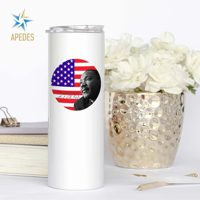 Martin Luther King Jr USA Flag Stainless Steel Skinny Tumbler 20 OZ