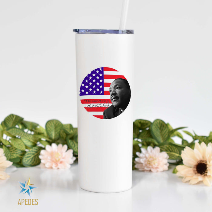 Martin Luther King Jr USA Flag Stainless Steel Skinny Tumbler 20 OZ