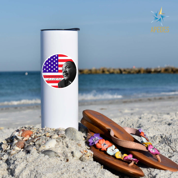 Martin Luther King Jr USA Flag Stainless Steel Skinny Tumbler 20 OZ