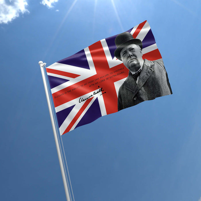 Sir Winston Churchill British Statesman Prime Minister of the United Kingdom Flag Banner