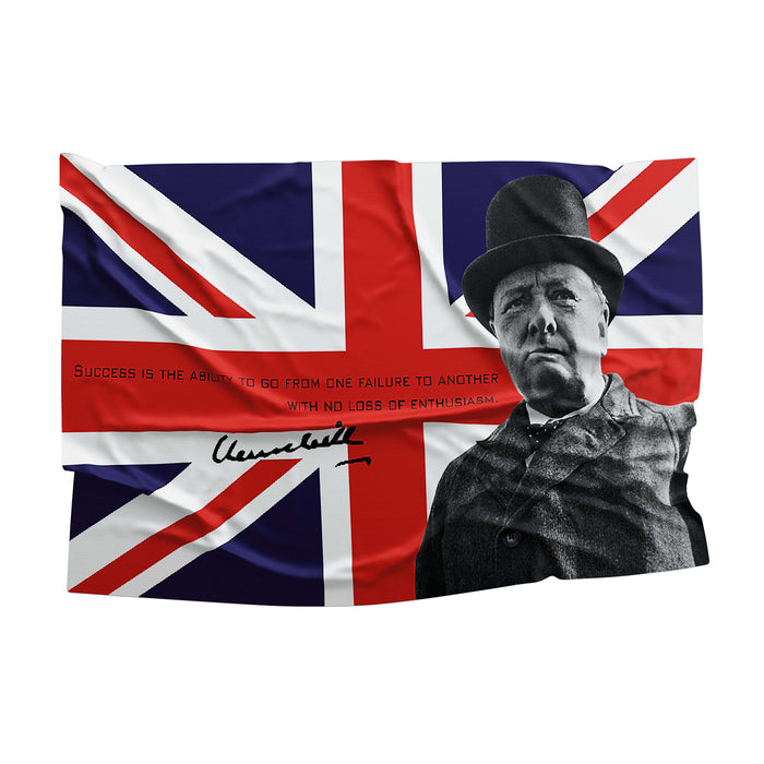 Sir Winston Churchill British Statesman Prime Minister of the United Kingdom Flag Banner