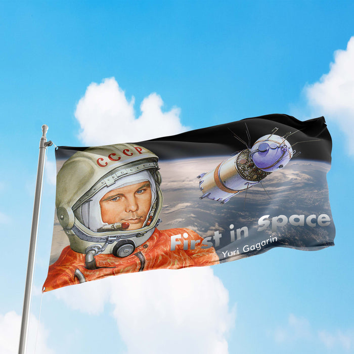 Yuri Gagarin Soviet Pilot and Cosmonaut Outer Space Flag Banner